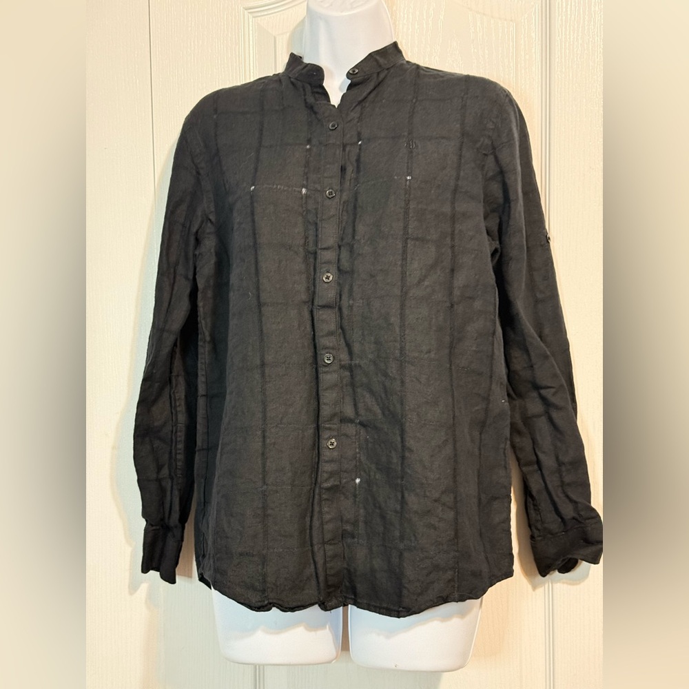 Lauren Ralph Lauren Black 100% Linen Windowpane Shirt 🖤